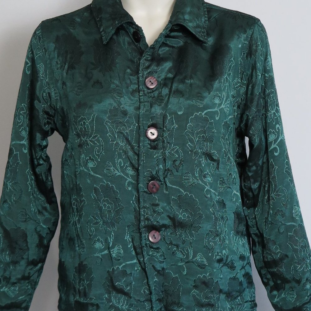 NWT Coldwater Creek Reversible Deep Teal Tonal Stripe Jacket Size PS - Picture 7 of 7